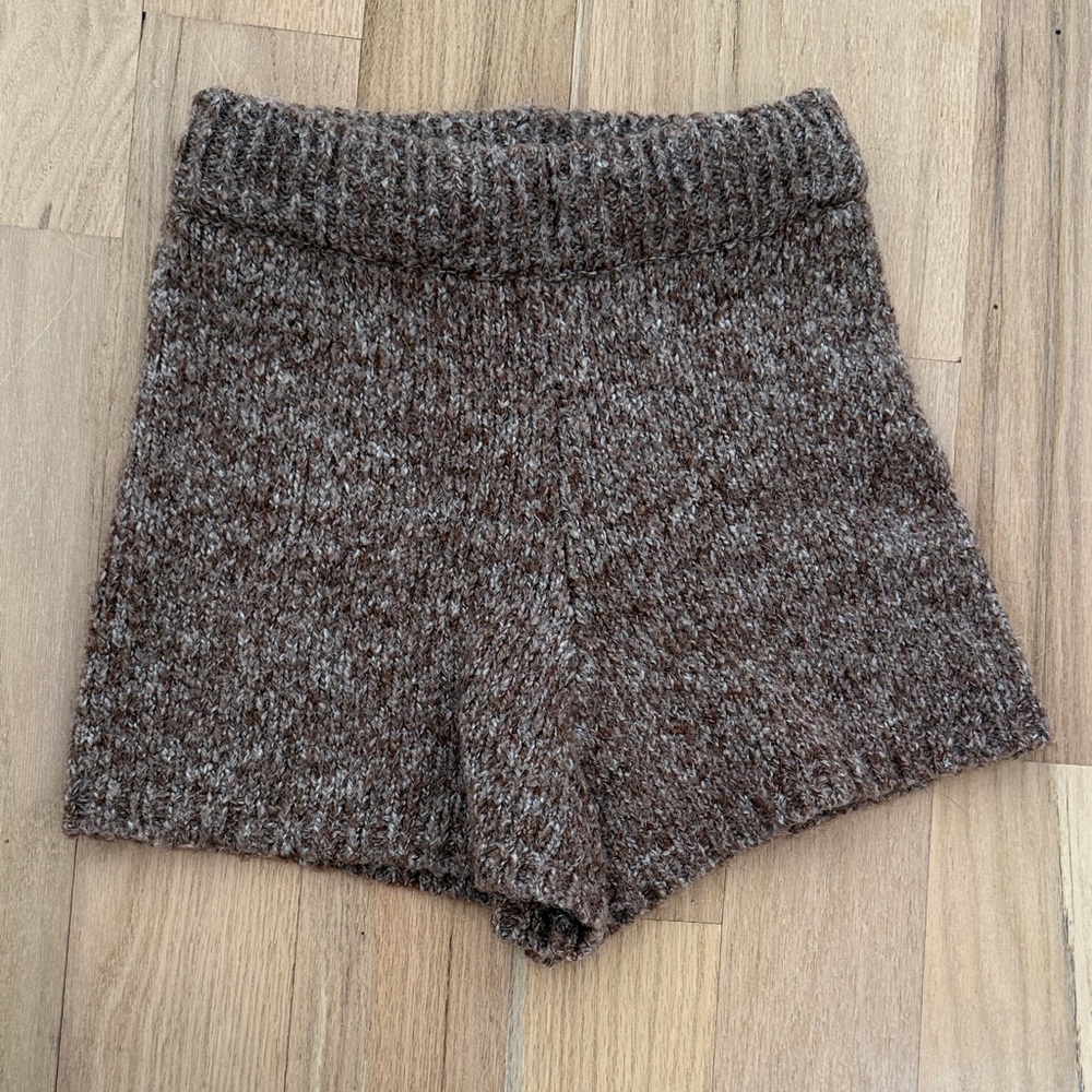 Zara High Waist Brown Knit Shorts